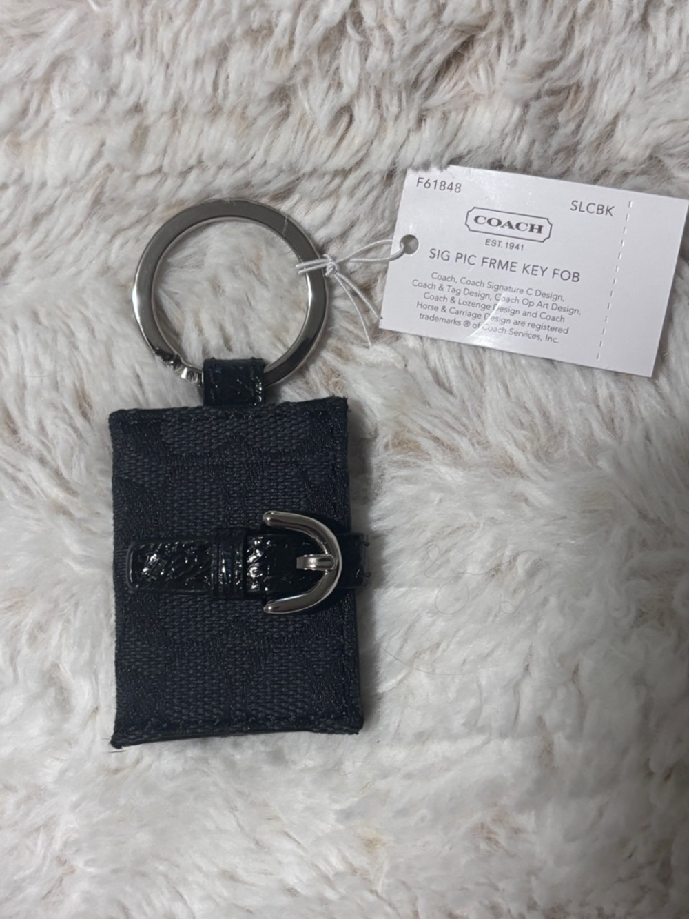 NWT Vintage Y2K COACH Signature Black Bag Charm with Photo Slot - Picture 5 of 5